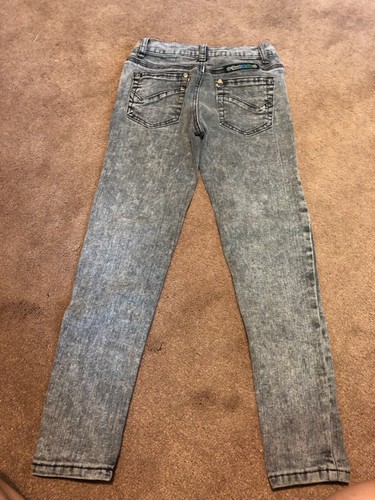 girls Vanilla Star black stonewashed skinny jeans w/ adjustable waist sz 7 - Picture 2 of 5