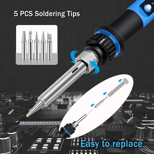 80W Electric Soldering Iron Welding Gun Tool Kit Solder Wire Desoldering Pump US - Picture 6 of 24