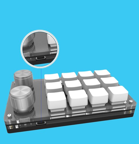 Drive Free Knob USB Mini 12-Key Mechanical Keyboard Programmable Keys Keypad - Photo 10/10