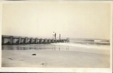 JETTY BUILDERS b and w POSTCARD Real Photo ASBURY PARK NEW JERSEY RPPC 29 64 Q