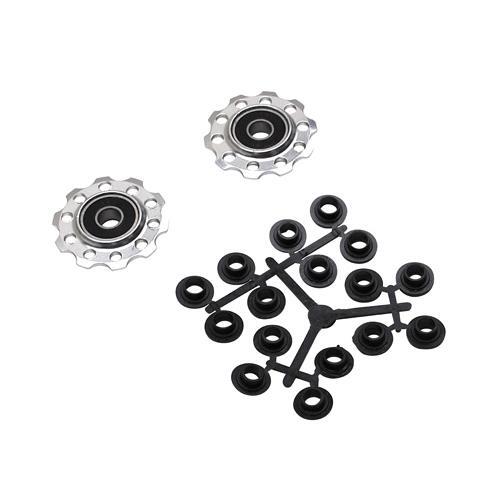 Galet derailleur p2r 7-8v. alu argent a roulement 10dts (jeu