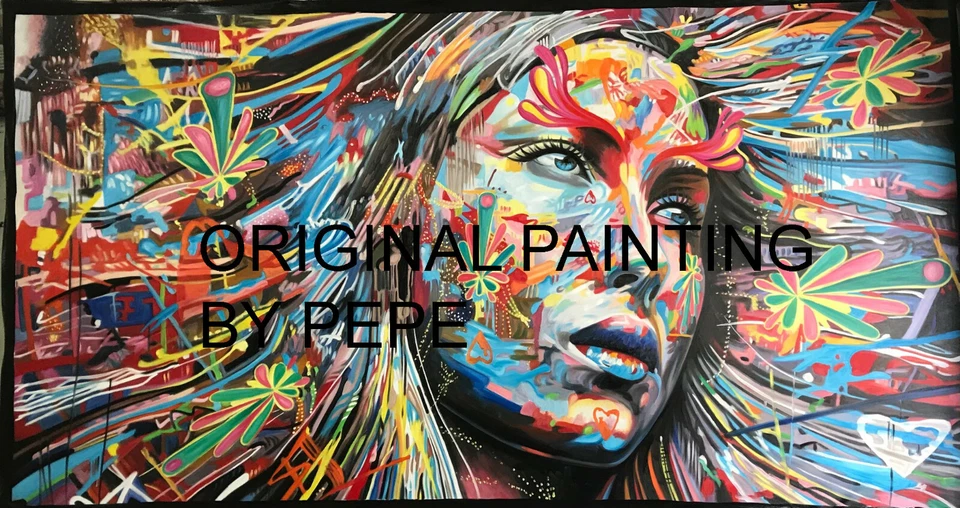 Canvas street art painting print Modern graffiti urban 59"x36" - Image 3 of 3