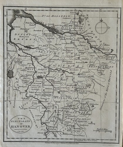 1783 The Electorate of Hanover, Germany Original Antique Map by John Cary