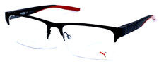 PUMA PU02330 003 NOS Black Matte/Red Half Rim 56-18-140 Eyeglasses Frame