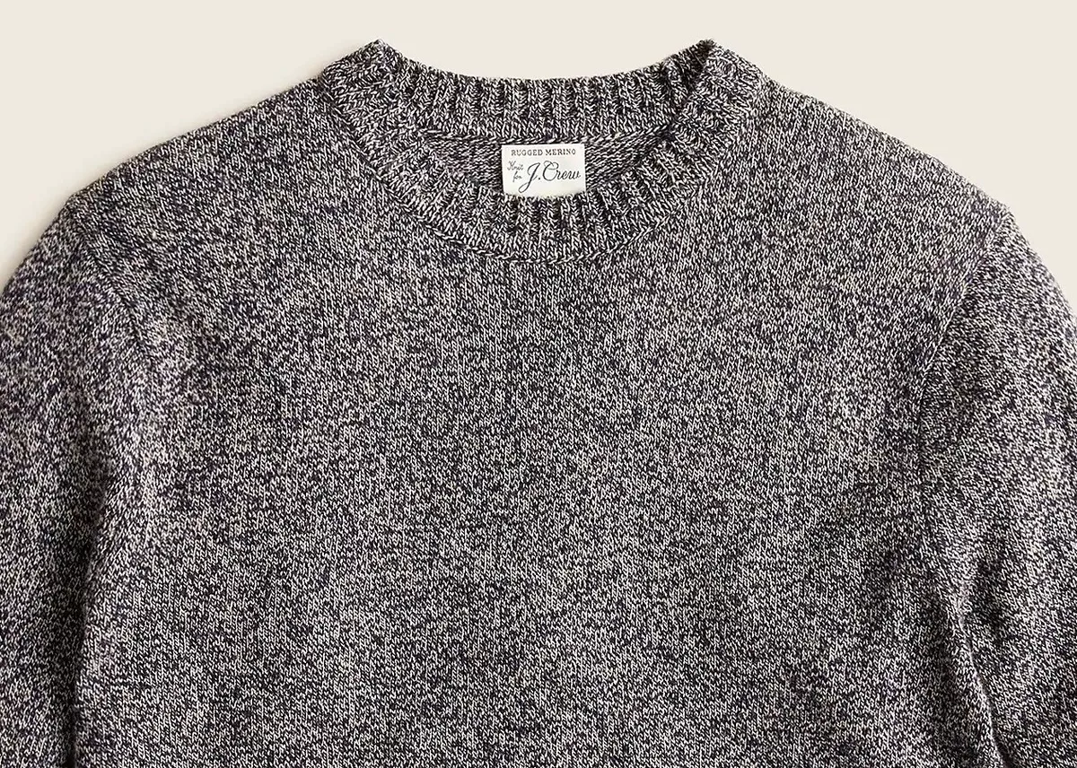 JCREW Tall sweater wool merino grey heather navy classic basic