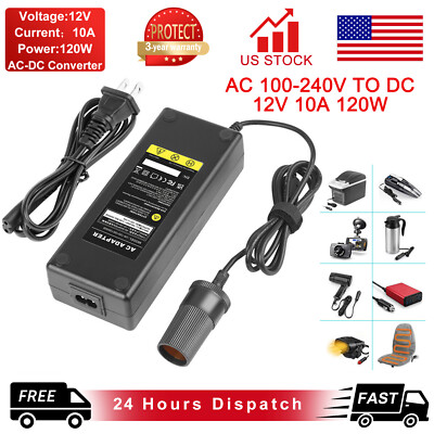 AC 240V To 12V DC 120W Car Cigarette Lighter Socket Converter Power Adapter  NEW