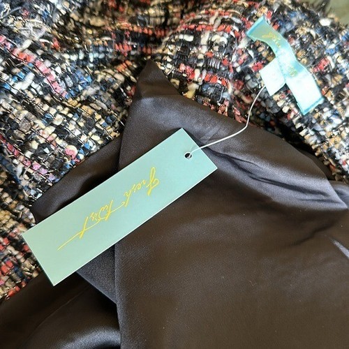 NWT FRESH TWIST TWEEDGLITTER THREAD MULTICOLOR PEARL BUTTON BLAZER JACKET MEDIUM - Picture 4 of 5