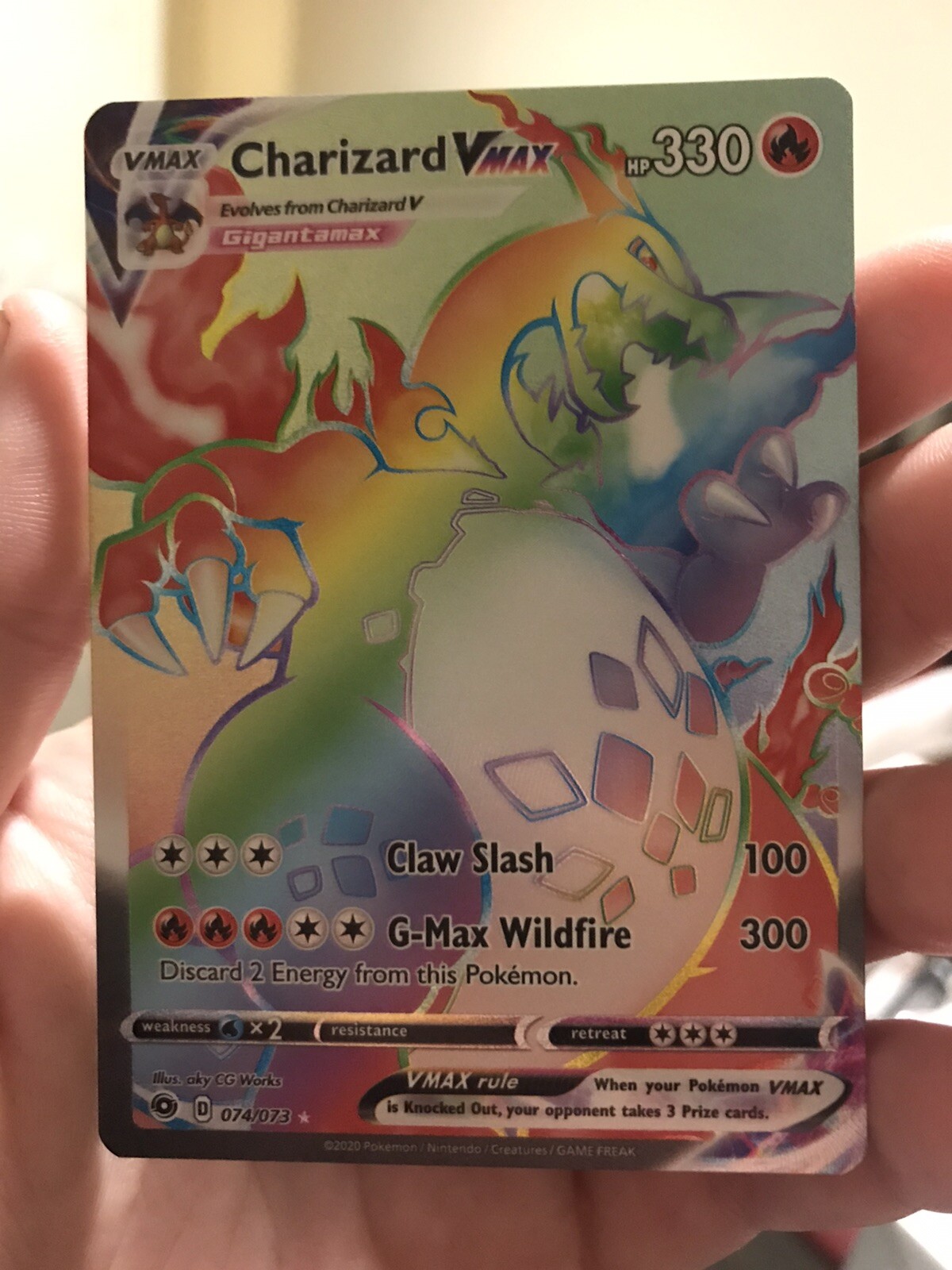 Pokemon Charizard VMAX Rainbow Champion Path 074 073 Town green
