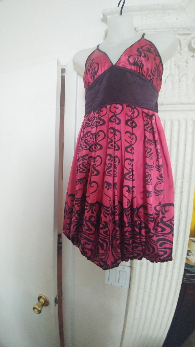 Bebe Red and Black Bubble Hem Thin Strap Silk Spandex Dress Size S | eBay