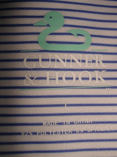 NWT GUNNER & HOOK PURPLE/WHITE STRIPED POLY/SPANDEX S/S POLO SHIRT SZ L NO LOGOS - Picture 4 of 11