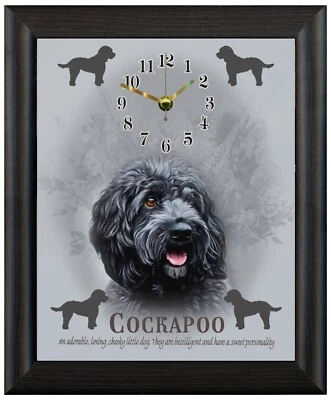 BLUEWATER Black Cockapoo clock wall or freestanding