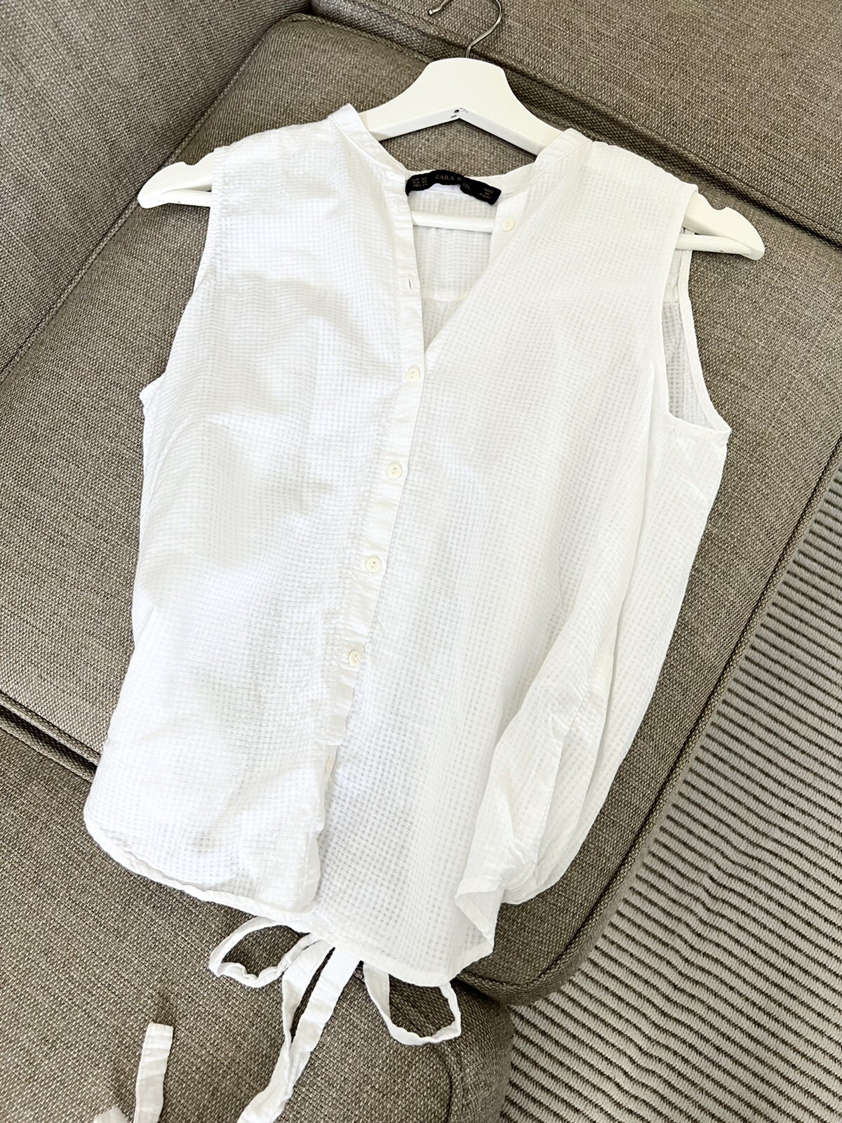 ZARA Basic Open-back Gingham Cotton Top - image 2