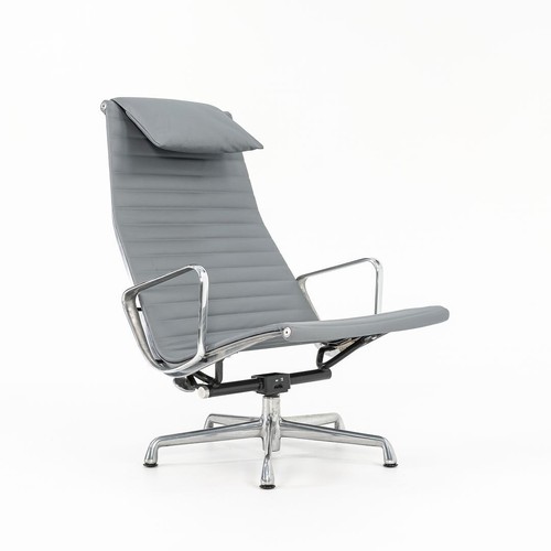 2010er Herman Miller Eames Aluminium Group Relaxsessel in grauem Leder - Bild 10 von 12