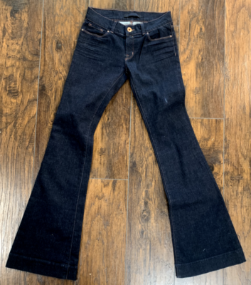 J Brand Lovestory Wide Leg Slim Fit Low Rise Bell Bottom Blue Jeans Womens  27