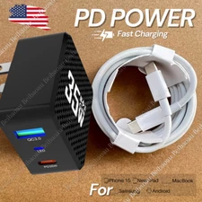35W USB-C Fast Charger PD Type-C Cable For iPhone 17 16 15 iPad MacBook Samsung