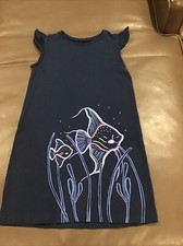 Tea collection Navy Sundress Sz 7 With Angelfish Screen print