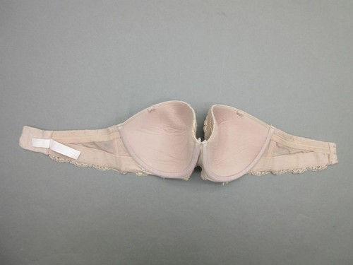 32DD VICTORIAS SECRET BEIGE UNDERWIRE PADDED BACK CLOSURE STRAPLESS BRA 1C - Picture 7 of 8