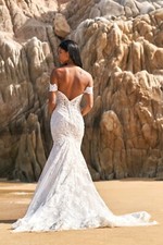 Sherri Hill 71028 NWT Off the Shoulder Ivory/Nude Mermaid w/Long Train Size 12