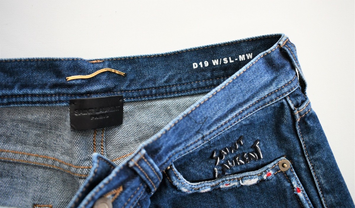New SAINT LAURENT Paris D19 W/SL-MW SLIM HIGH WAIST Women