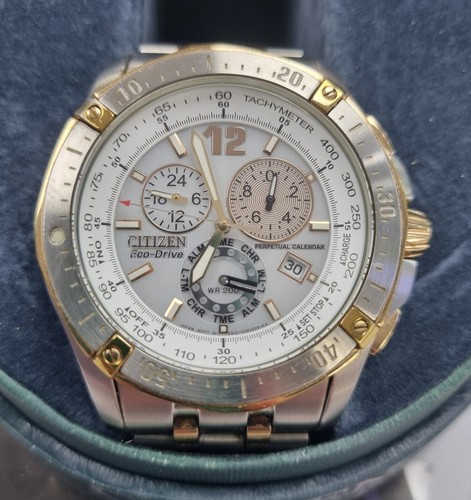 Citizen Men’s Eco drive P.Calendar Chrono Two Tone Bracelet Watch BL5376-55A - Picture 2 of 4