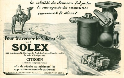 Alte Reklame Solex zur Überquerung der Sahara aus Zeitschrift 1923