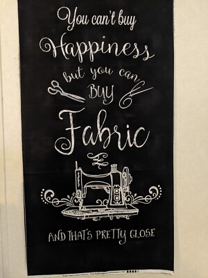 Novelty Fabrics By Timeless Treasures -Black Happiness Panel  #C7253