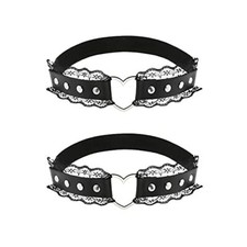 2Pcs Adjustable Lace Heart-Shaped Thigh Garter Elastic Leg Garters for Women