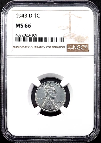 1943 D Lincoln Cent graded MS 66 by NGC! sku 3109
