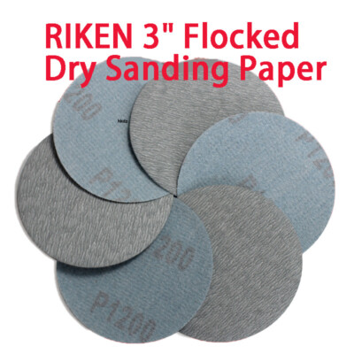 60 Flocking Rocks 3 Inch 75mm Flocking Dry Sanding Discs Sandpaper 60-1200 Grit Hook And ...