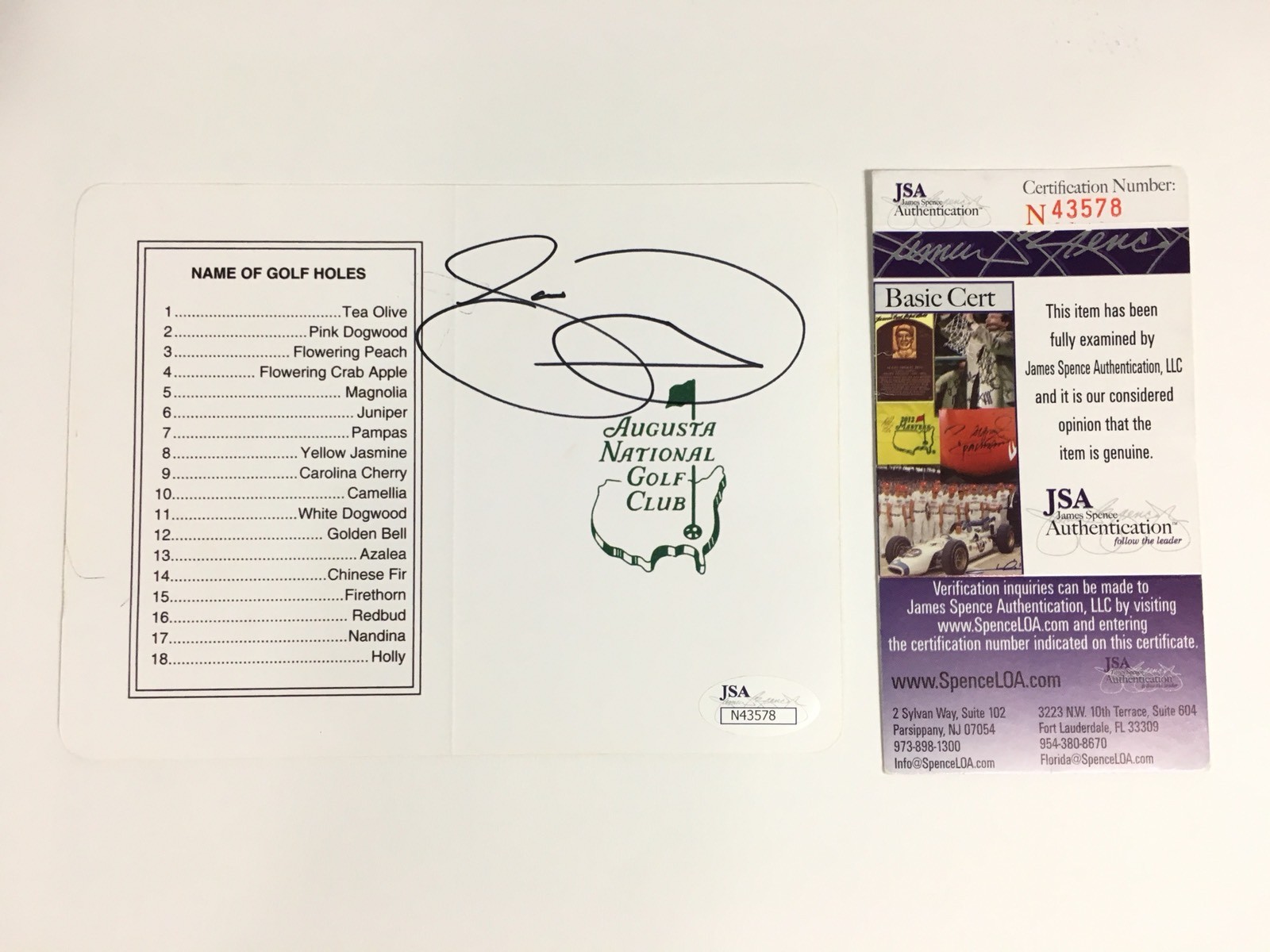 Jason Day Signed Masters Augusta Scorecard JSA Coa 