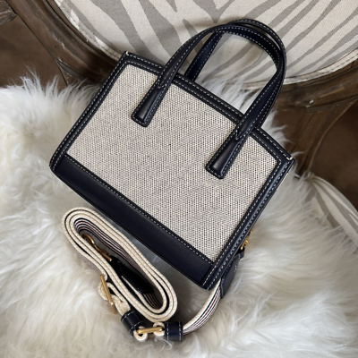 NWT TORY BURCH Walker Canvas Micro Satchel Tory Navy 79409 | eBay