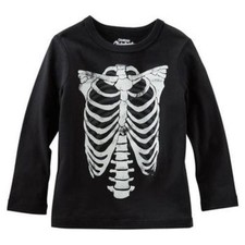 Oshkosh Originals NEW Toddler Boy 3T Glow in Dark Halloween Skeleton Tee Black