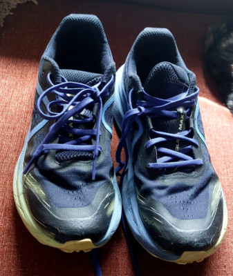 Salomon Running Shoes Mens 8.5 Blue Black Glide Max TR Trail Hiking Logo  Shoes