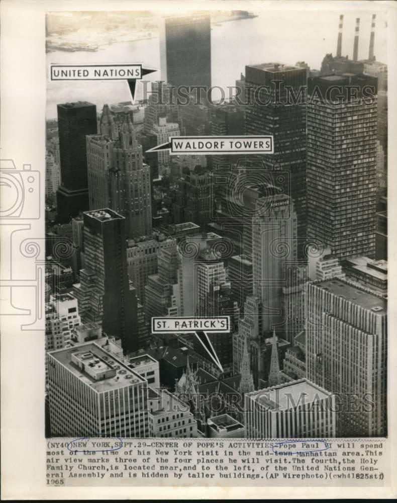 1965 Press Photo Pope Paul VI to spend New York visit in mid-town 