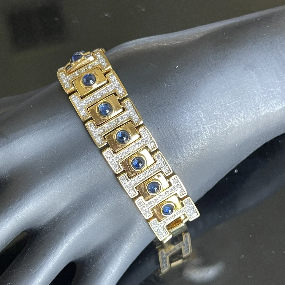 RARO Brazalete Cabujón Azul Camrose & Kross Jacqueline Jackie Kennedy JBK 7-8” Foto 2 de 4