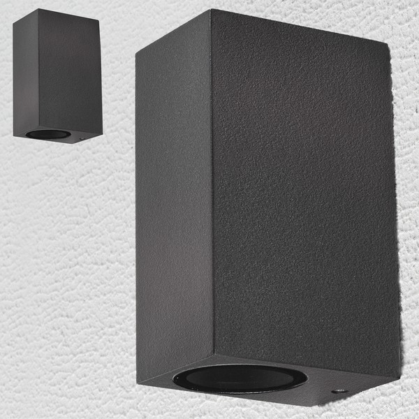AußEn-Wandleuchte, 2 StüCk, 2-Flammig, Gu10-Sockel, Aluminium/Glas, Schwarz-image
