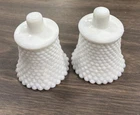 VTG White MILK Glass Hobnail Votive Peg Cup Candle Holder Set Of 2