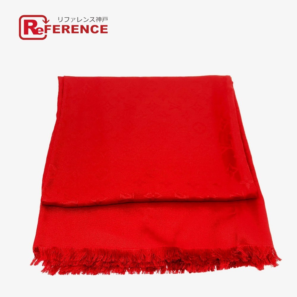 Louis Vuitton Monogram Silk Stole Shawl M72237 Red 55.5x55.1 Large Women