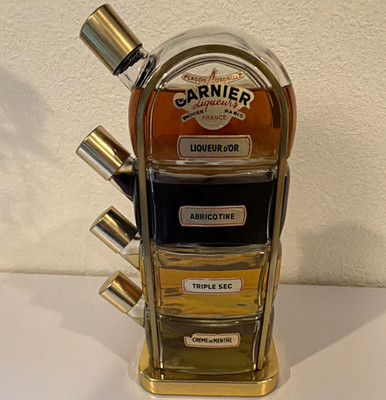 Garnier France 4 Bottle Liqueur Set w/ Metal Stand Abricotine Triple Sec