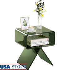 Acrylic Nightstand Side Table Dual Storage Clear Durable Pedestal End Table New