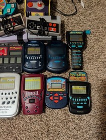 Lot 15 Vtg Hand Held / Plug And Play Poker Solitaire Pac Man Wheel Fortune NES
