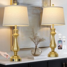 Modern Gold Table Lamps Set of 2 for Living Room,30" Tall Bedside L... Fast Ship