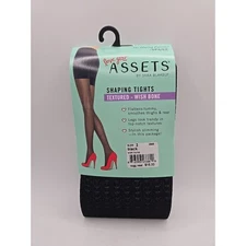 Spanx Assets Shaping Tights Black Textured Wish Bone Coquette Goth Sexy Size 2