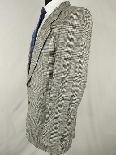 Vintage Pierre Cardin Mens 42L Sport Coat Jacket Blazer Glen Plaid 2-Button Silk - Picture 13 of 20