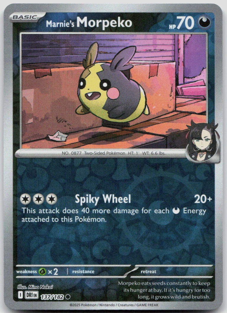 Marnie's Morpeko 137/182 Reverse Holofoil Destined Rivals Pokemon NM