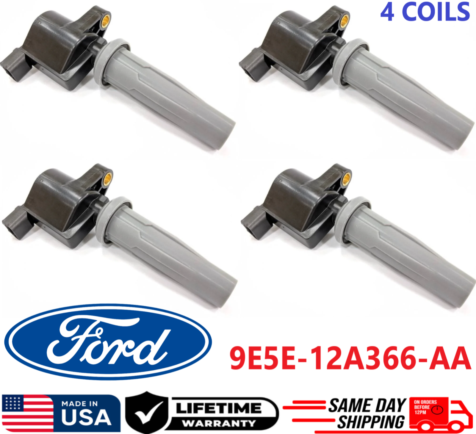 4 GENUINE Ignition Coils For 2009-2023 Ford Mercury 2.0L 2.5L, 9E5E-12A366-AA