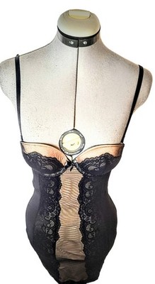 Forever 21 Women's Black Lace Corset Dress Beige Panels Size Small