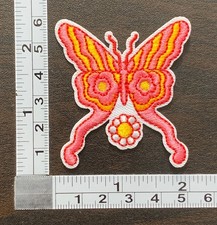 Pink  Yellow Butterfly Embroidered Iron On Patch