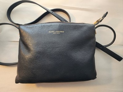 Marc Jacobs Black Pebbled Leather Top Zip Crossbody Bag 