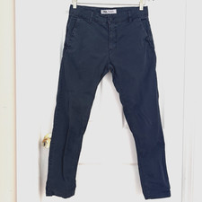 Zara Men  s Slim Fit Chino Trousers Navy Blue Size 30 Cotton Blend Casual